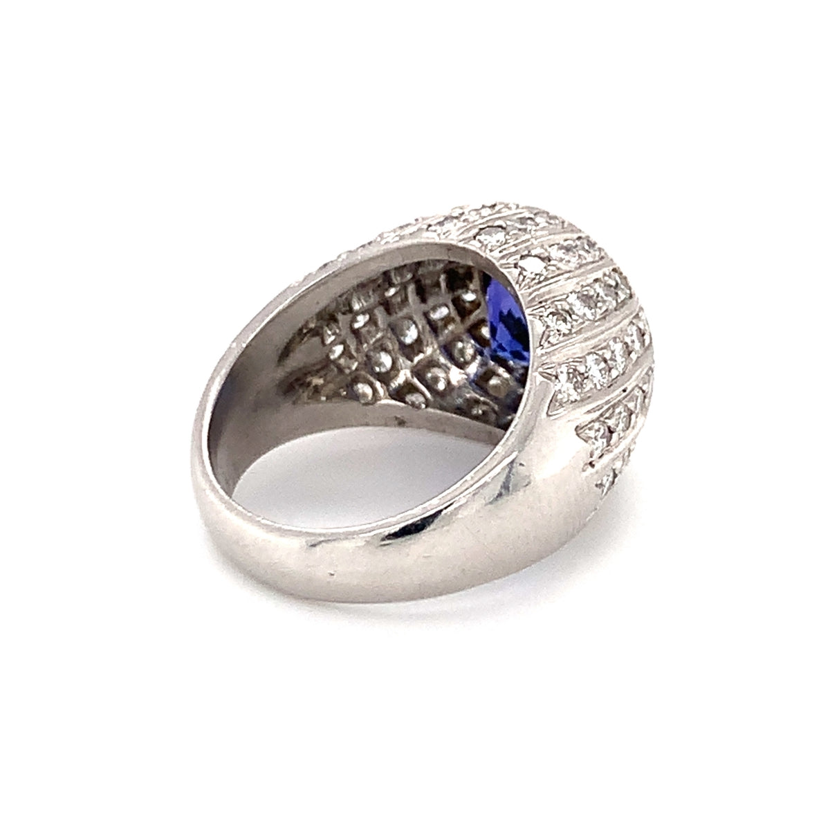 Tanzanite and Diamond Platinum Ring, circa 1970s