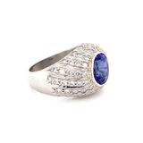 Tanzanite and Diamond Platinum Ring, circa 1970s