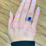 Tanzanite and Diamond Platinum Ring, circa 1970s