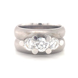 Three-Stone Diamond 14k White Gold Ring, circa 1980s