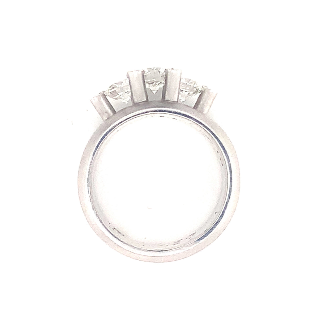 Three-Stone Diamond 14k White Gold Ring, circa 1980s