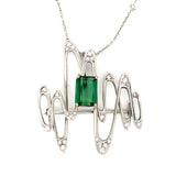 Tourmaline and Diamond 18K White Gold Brooch / Pendant