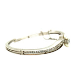Victorian 14K White Gold Diamond and Pearl Bangle