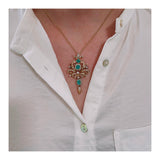 Victorian Emerald and Diamond 18K Gold Pendant / Brooch