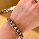 Victorian Sapphire and Diamond Cuff in Silver-Topped Gold, circa 1900s