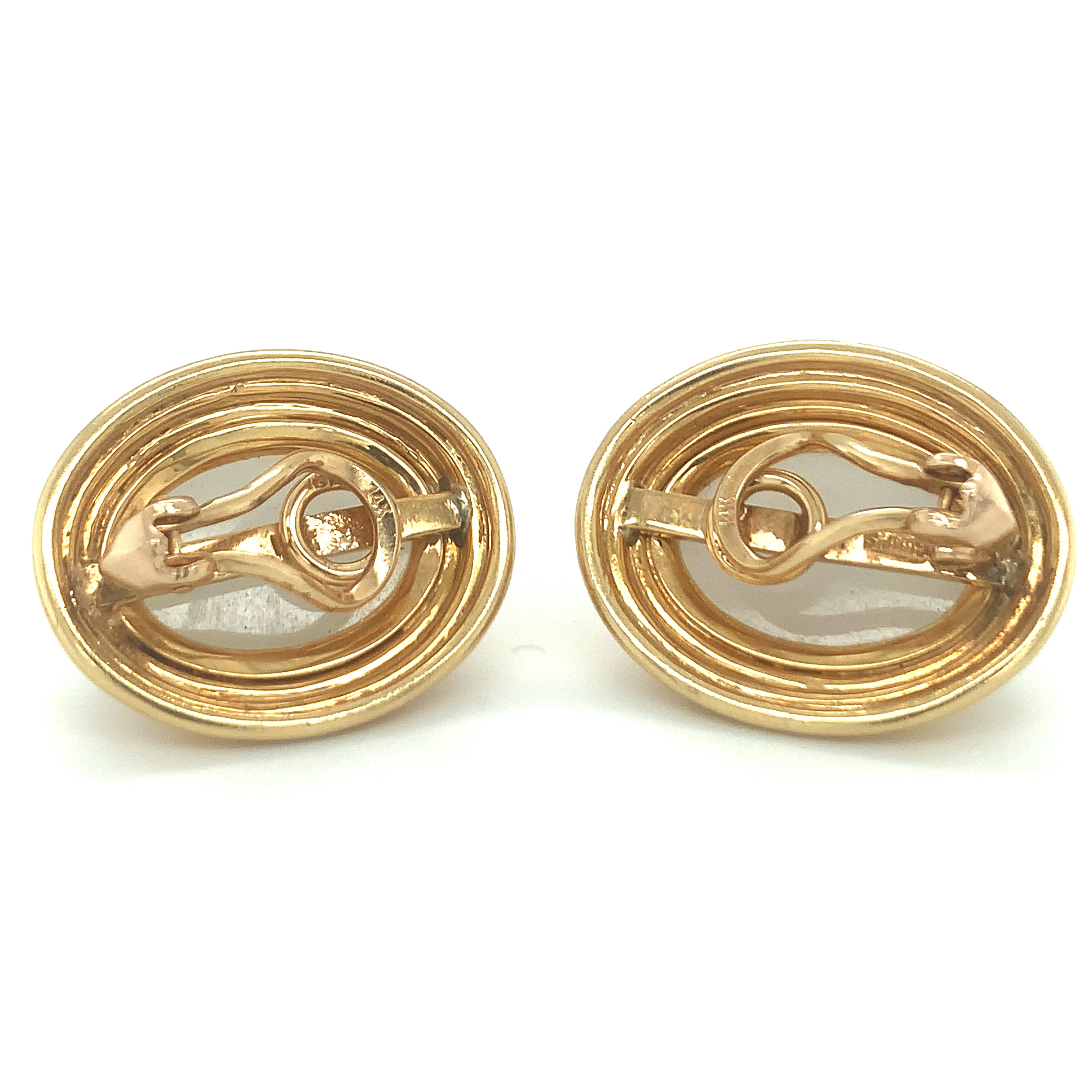 White Jadeite Jade 18K Gold Earclips by Gumps