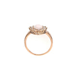 White Opal and Diamond 14K Yellow Gold Ring, circa 1960s