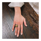 Yellow Sapphire and Multi-Gem Gold Cocktail Ring by Julius Cohen, circa 1970s