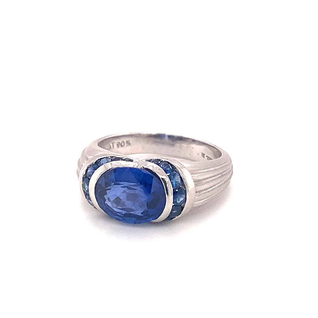 Sapphire Platinum Ring, circa 1990s