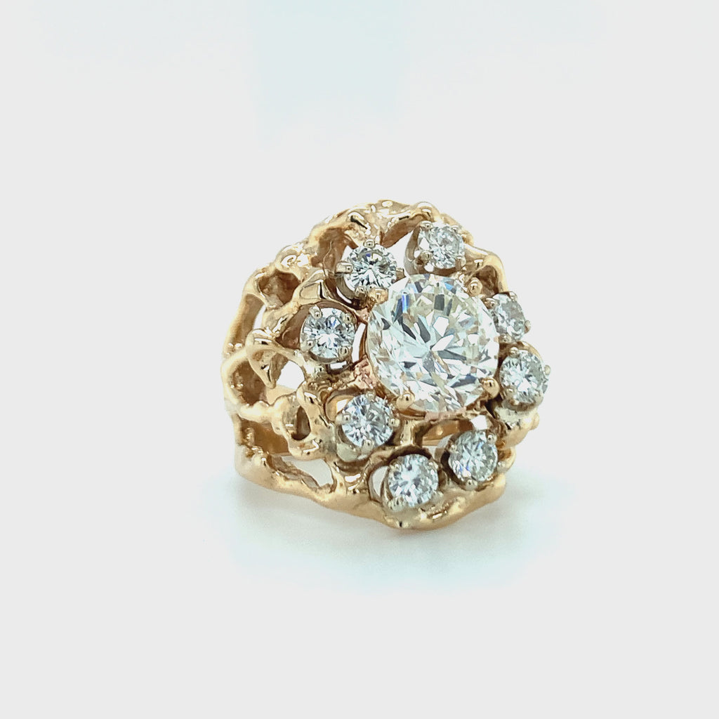 Diamond Cluster 14K Yellow Gold Ring