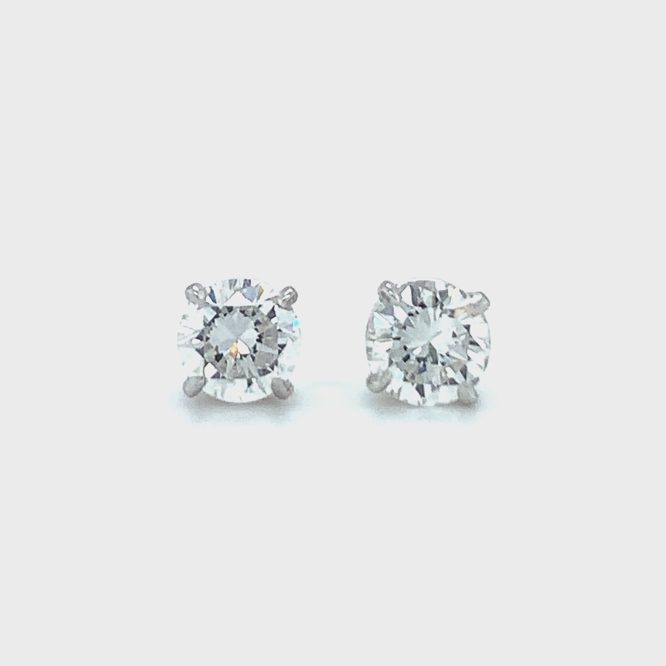 14K White Gold Diamond Stud Earrings