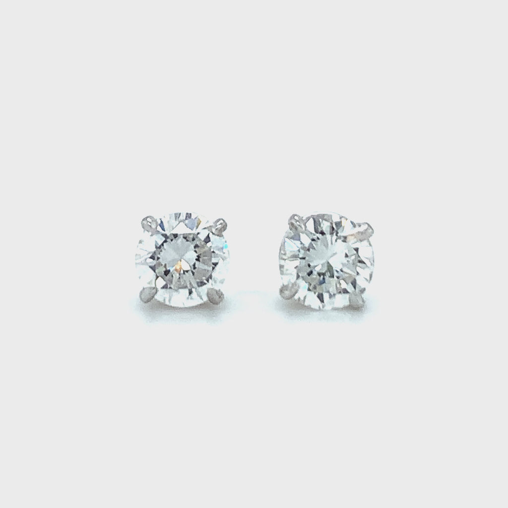 14K White Gold Diamond Stud Earrings