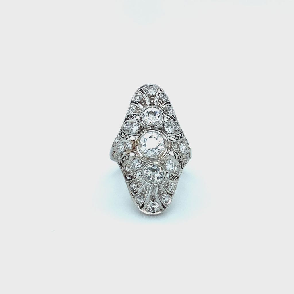 Art Deco Diamond Filigree Platinum Ring