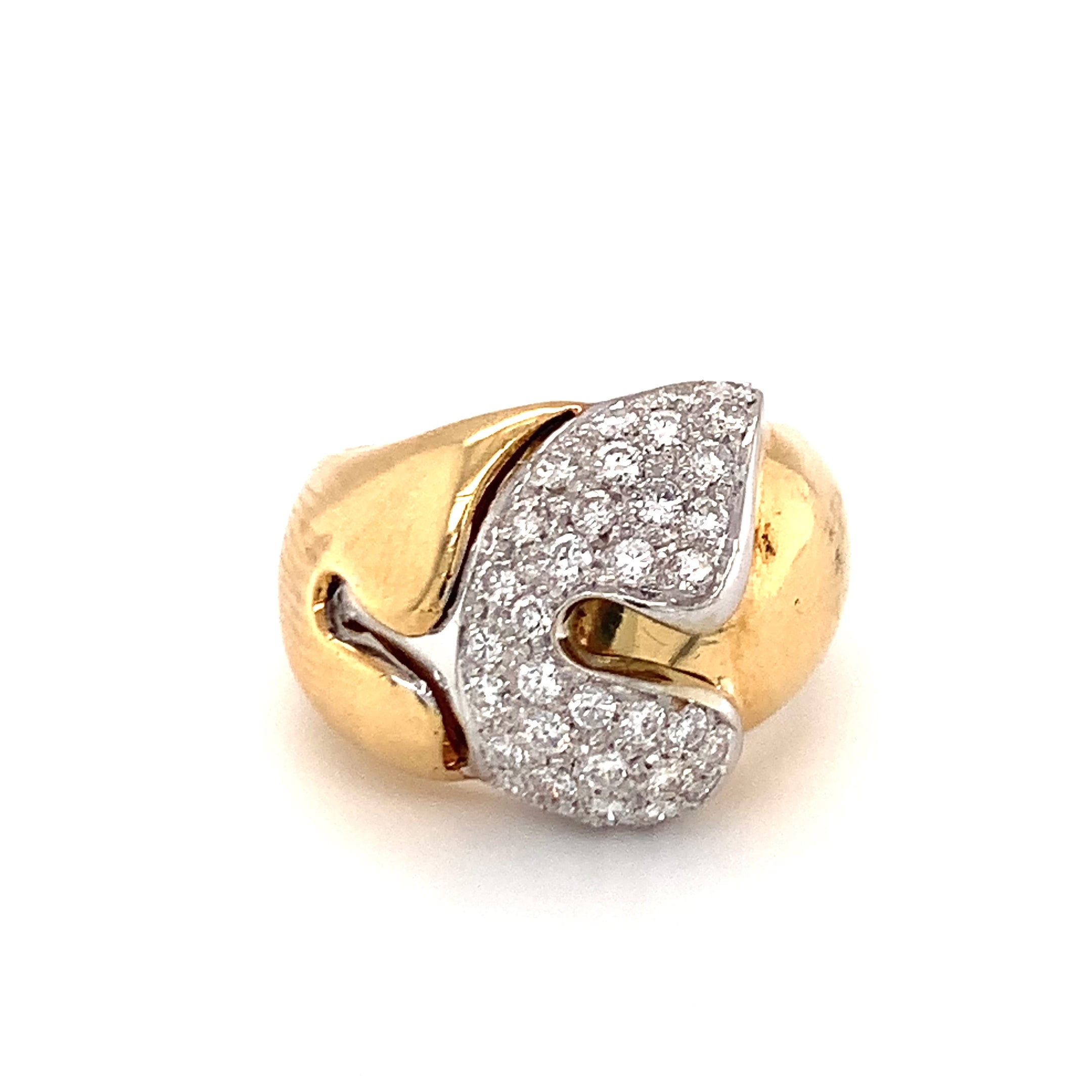 Diamond Pave Gold Ring, circa 1970s