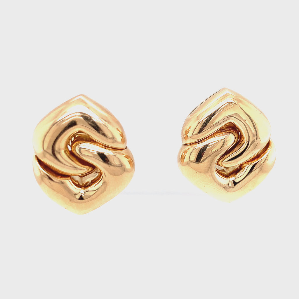 Doppio Cuore 18k Yellow Gold Earclips by Bvlgari, circa 1980s