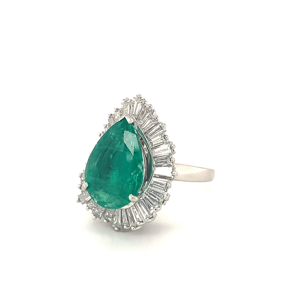 Mid-Century Emerald and Diamond Platinum Ringdant, circa 1950s