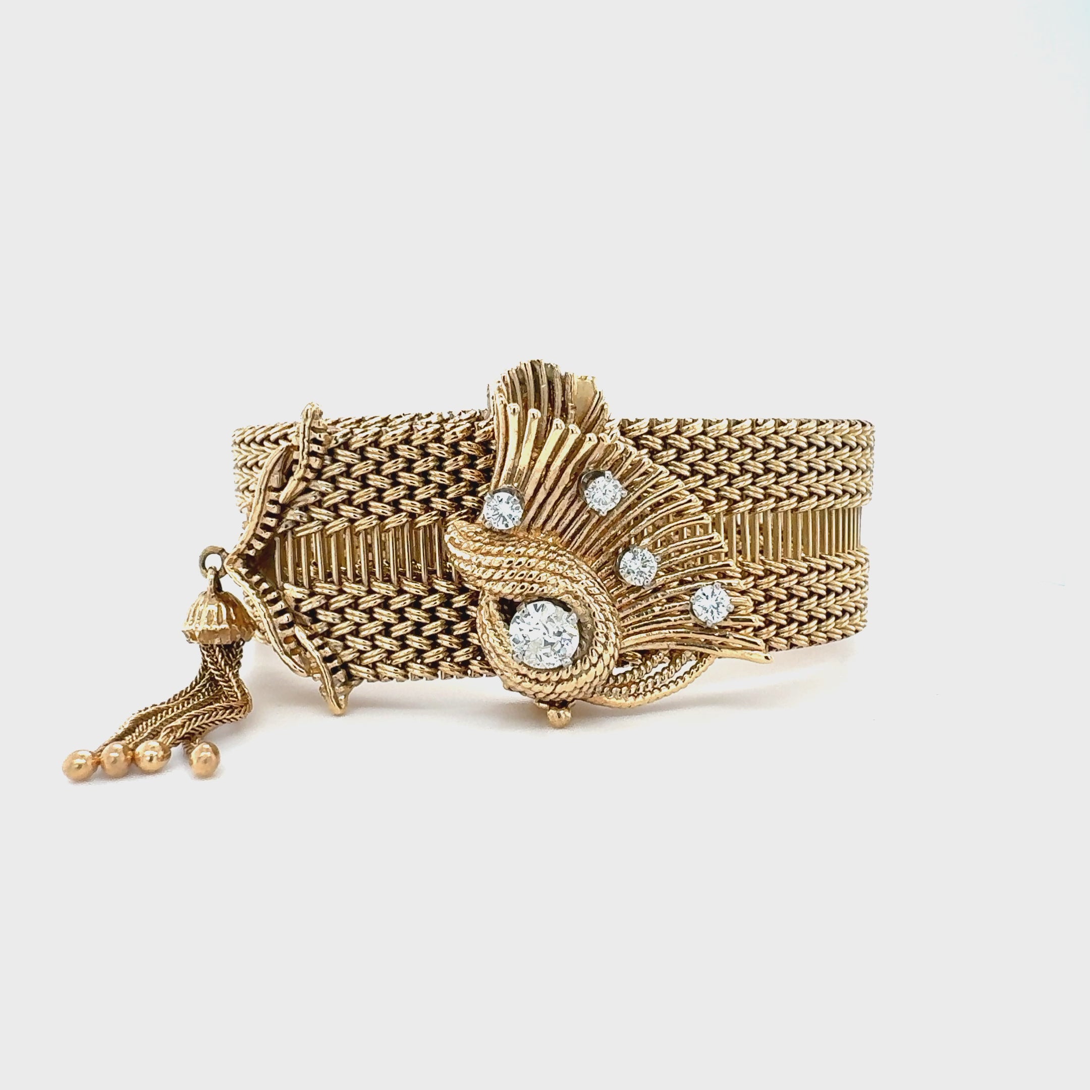 14K Yellow Gold Diamond Buckle Bracelet