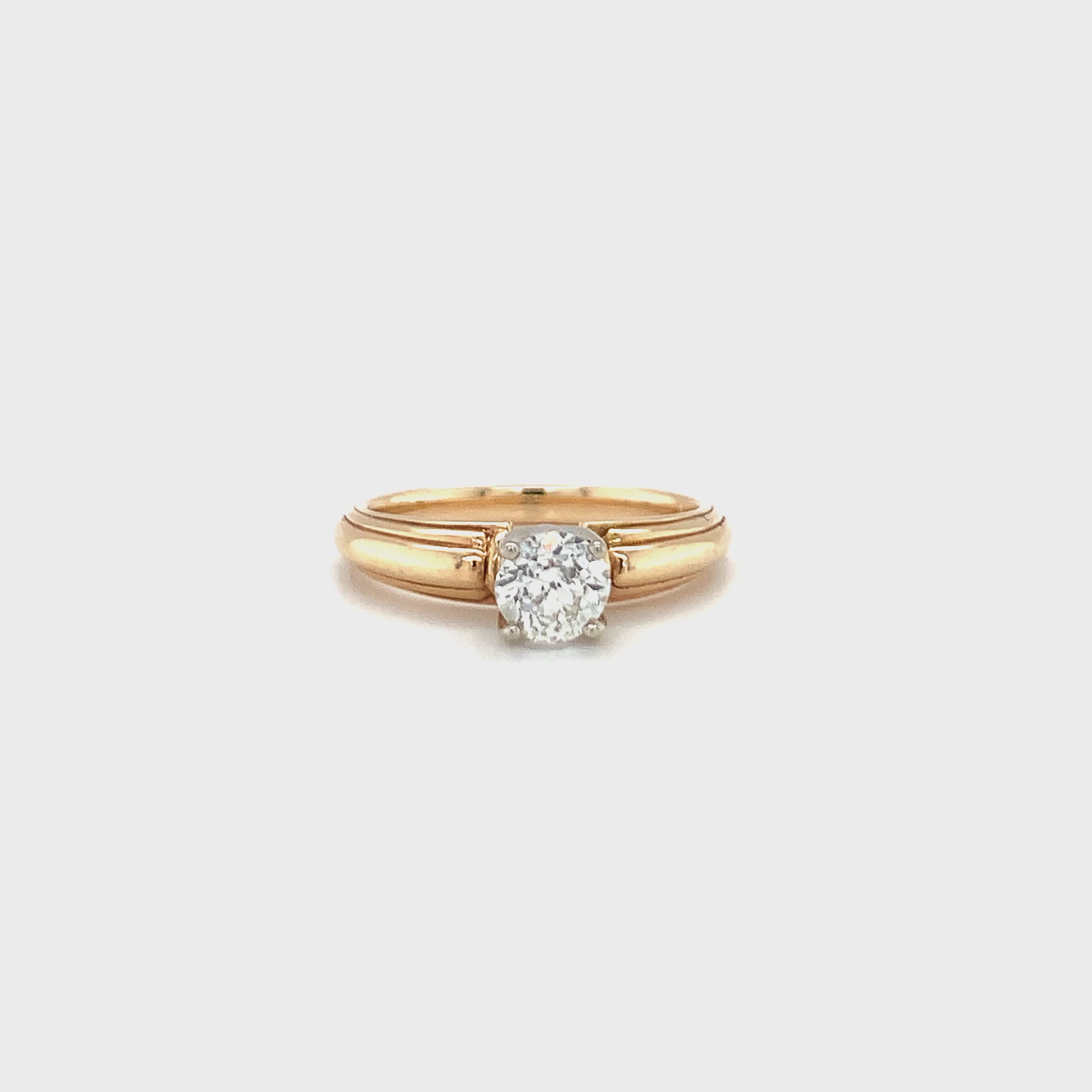Retro Diamond Engagement Yellow Gold Ring