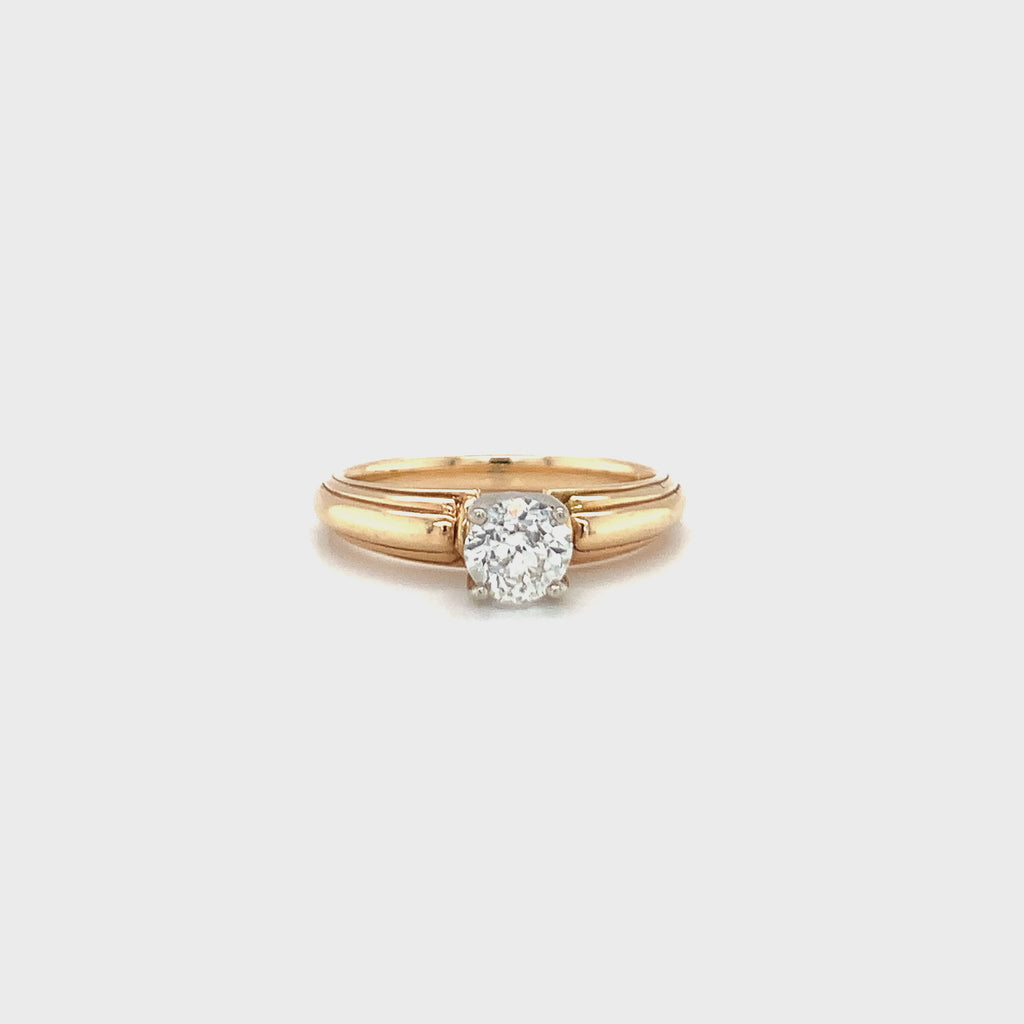 Retro Diamond Engagement Yellow Gold Ring