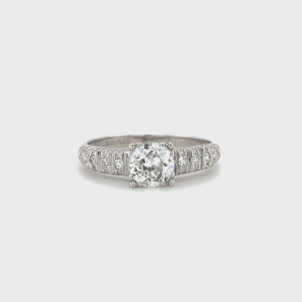 Art Deco Diamond Solitaire Platinum Ring