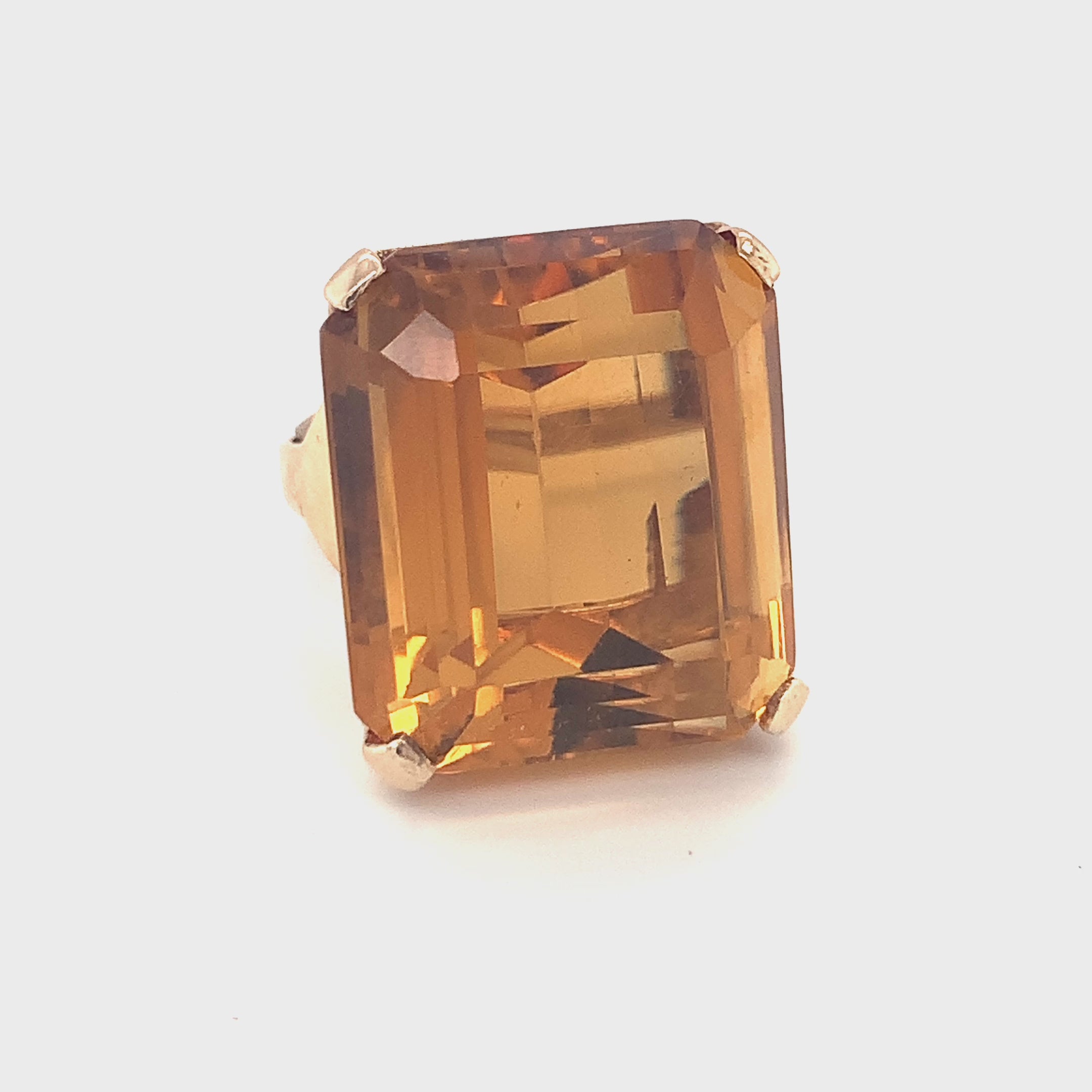 Retro Citrine 14K Rose Gold Ring, 1940s