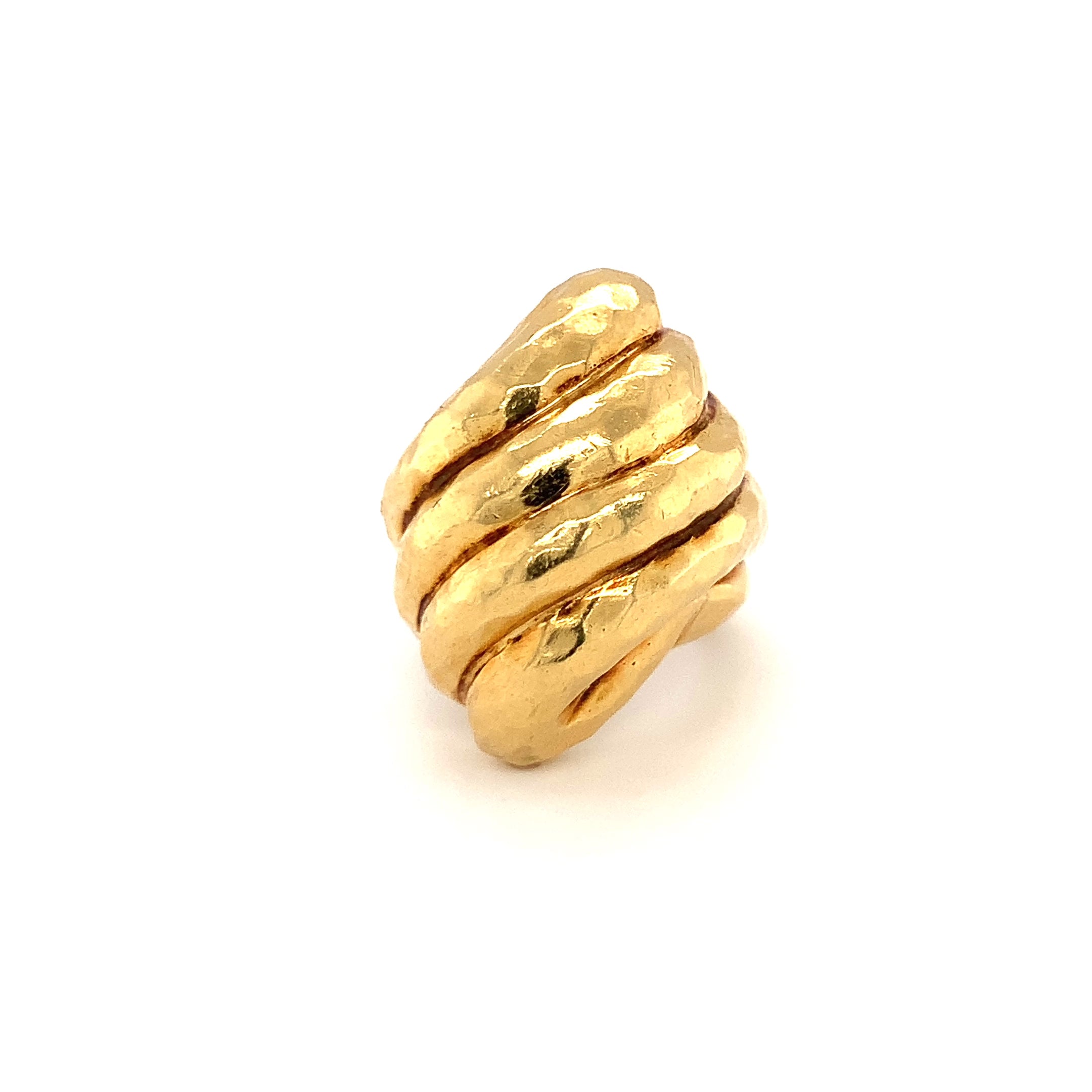 Hammered Finish 18K Yellow Gold Ring