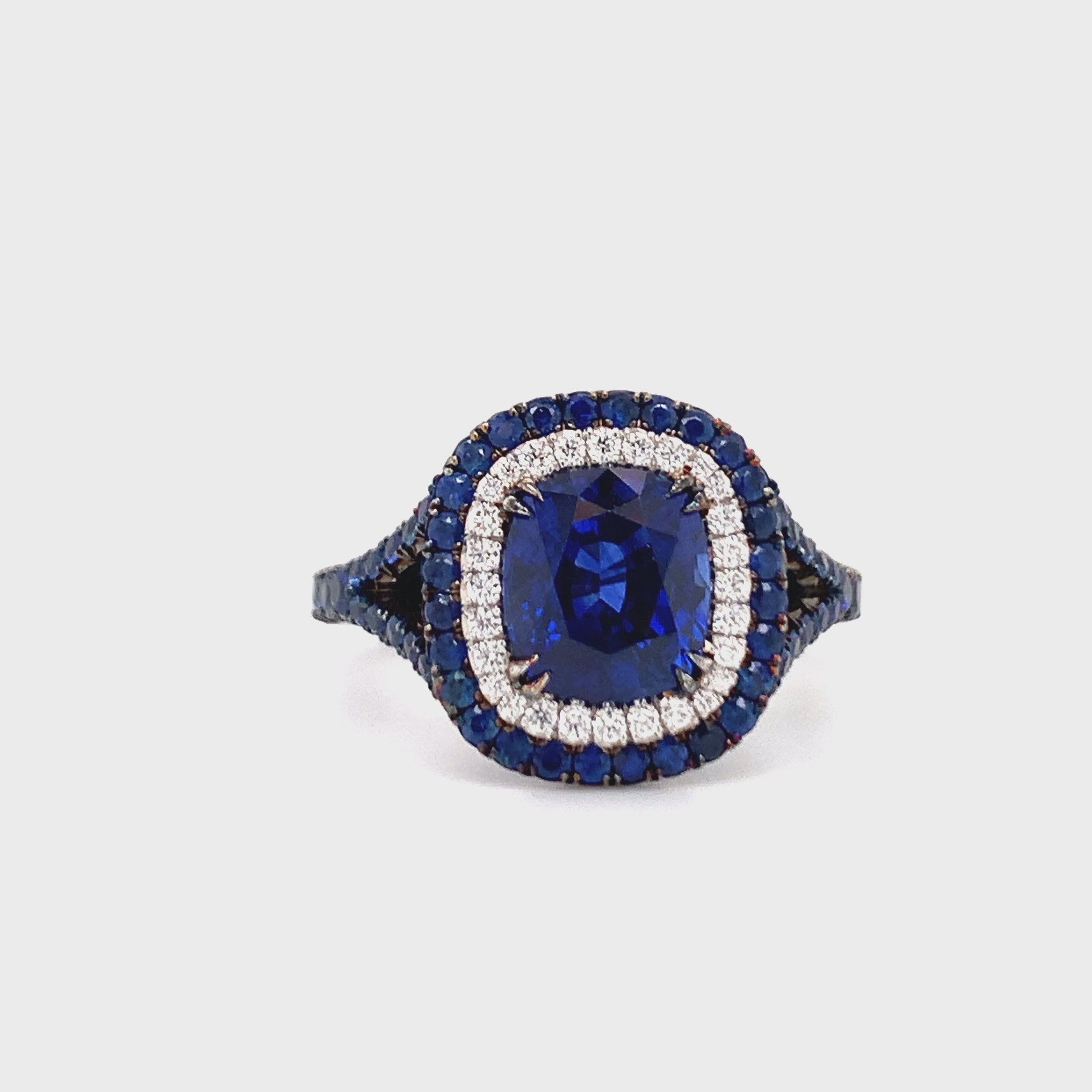 Sapphire and Diamond Platinum Ring by Omi