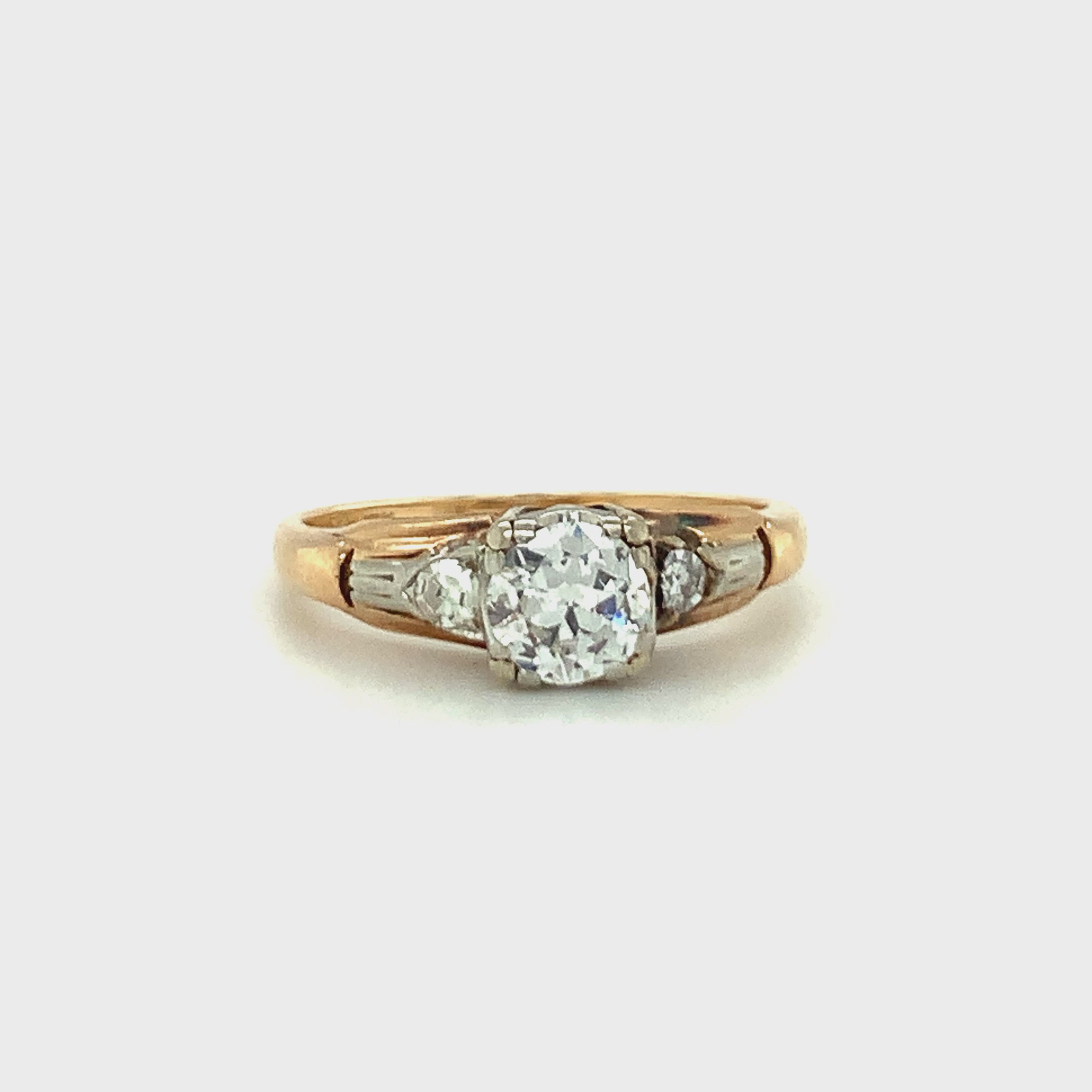Victorian Rose and White Gold Diamond Engagement Ring