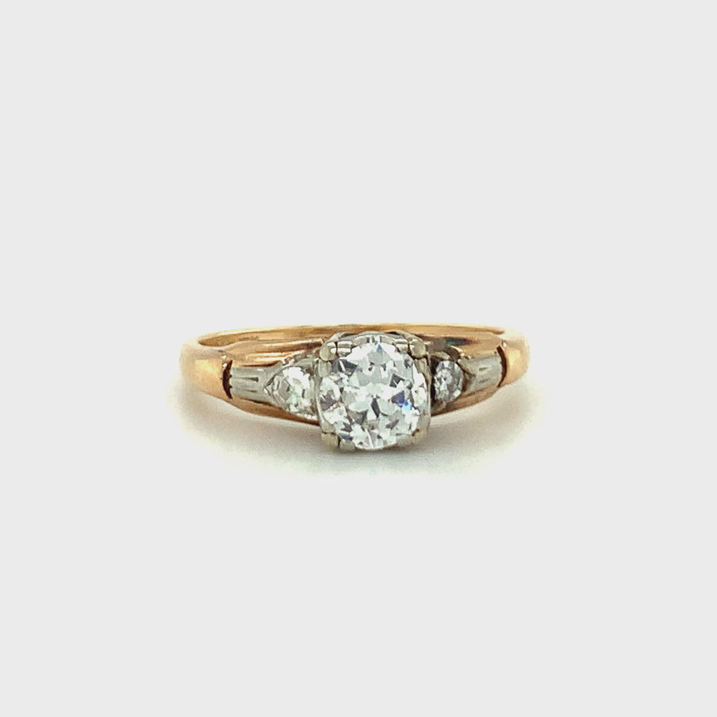 Victorian Rose and White Gold Diamond Engagement Ring