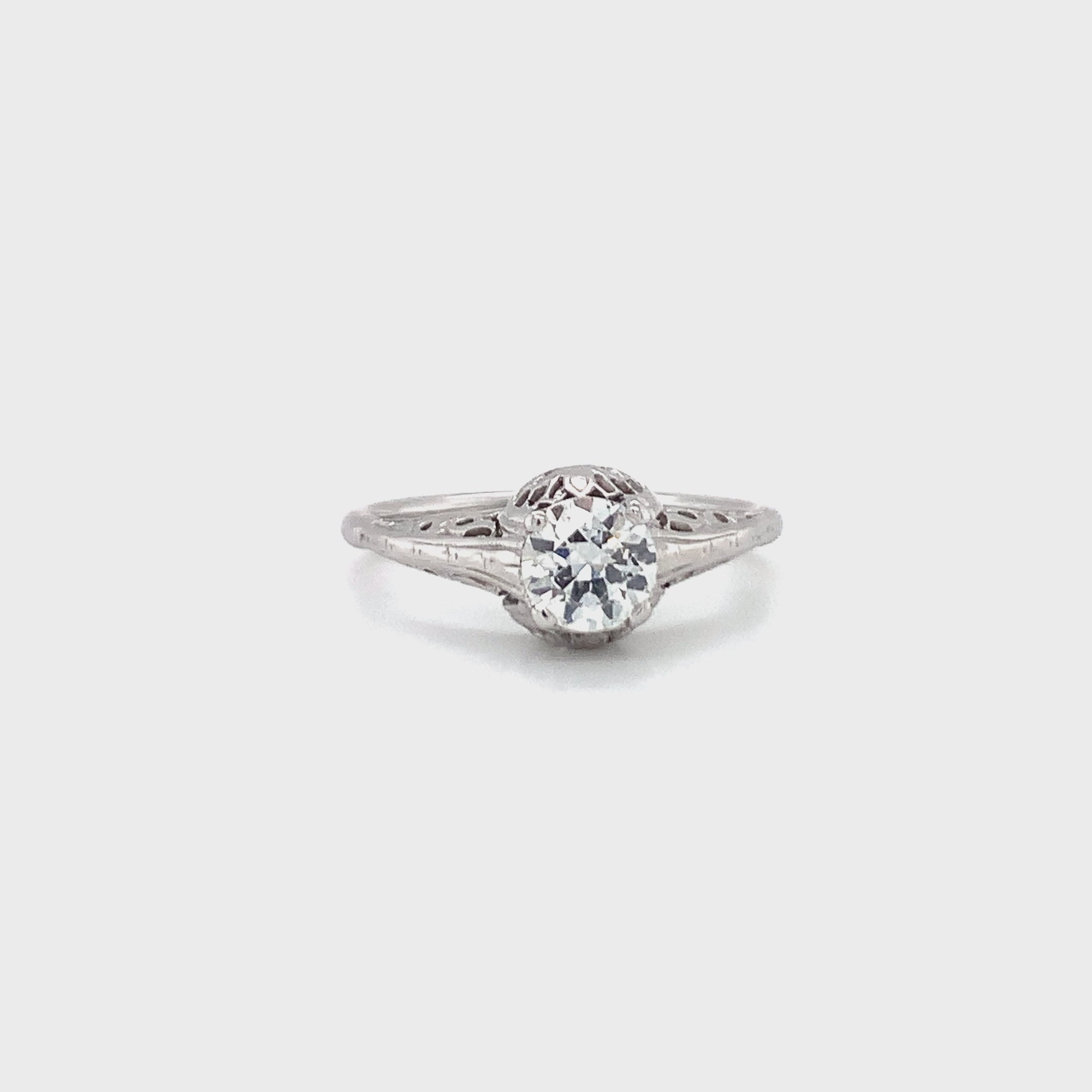 Art Deco Diamond Solitaire White Gold Ring
