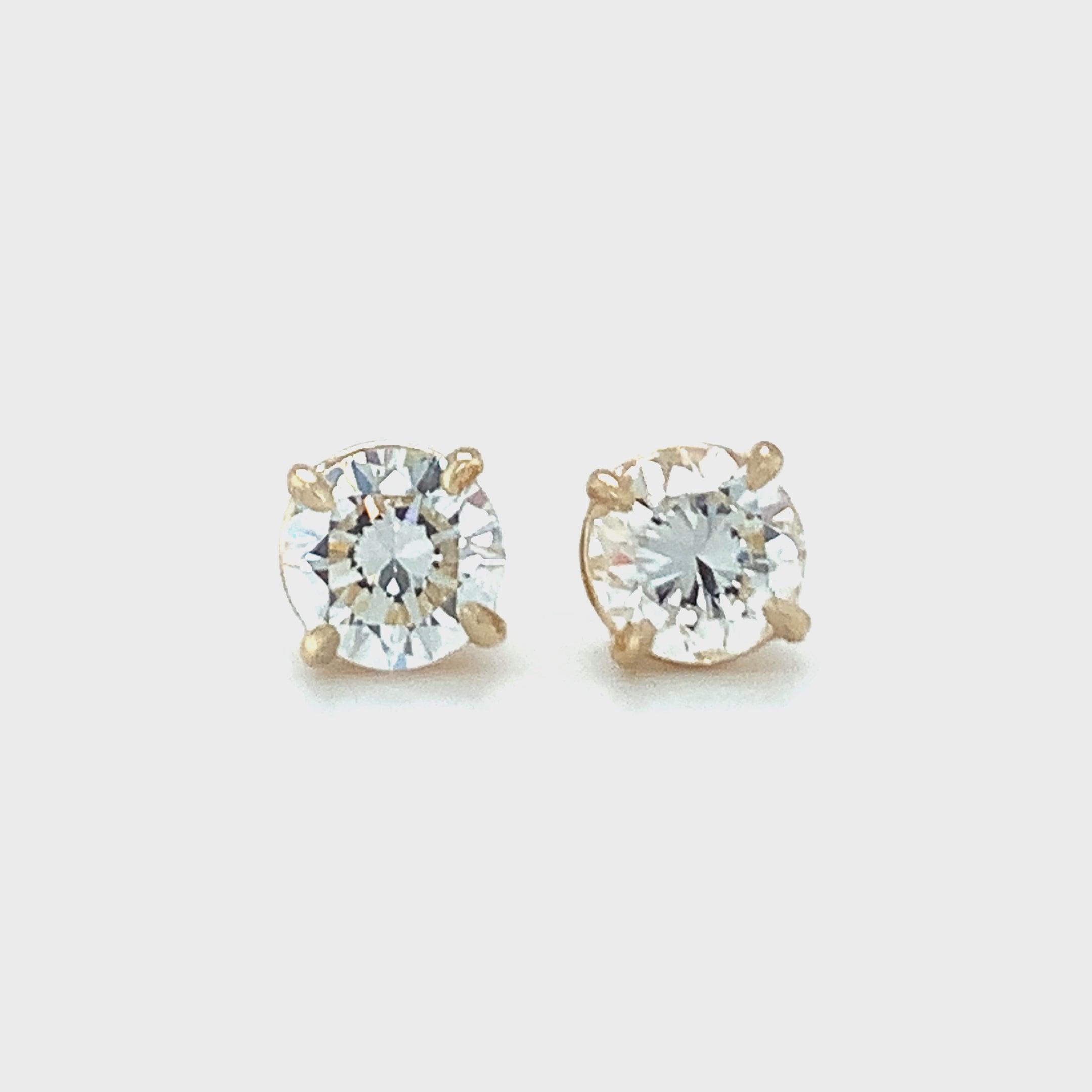 14K Yellow Gold Diamond Stud Earrings
