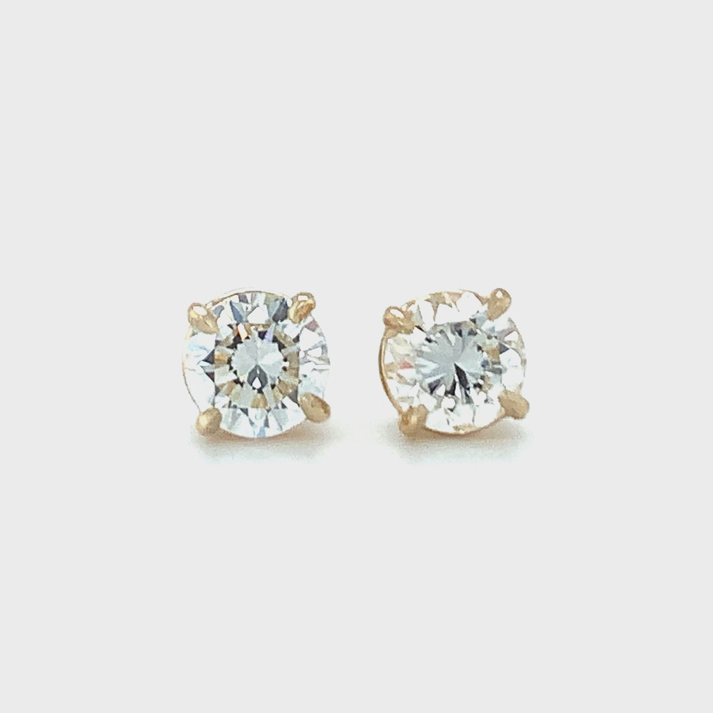 14K Yellow Gold Diamond Stud Earrings