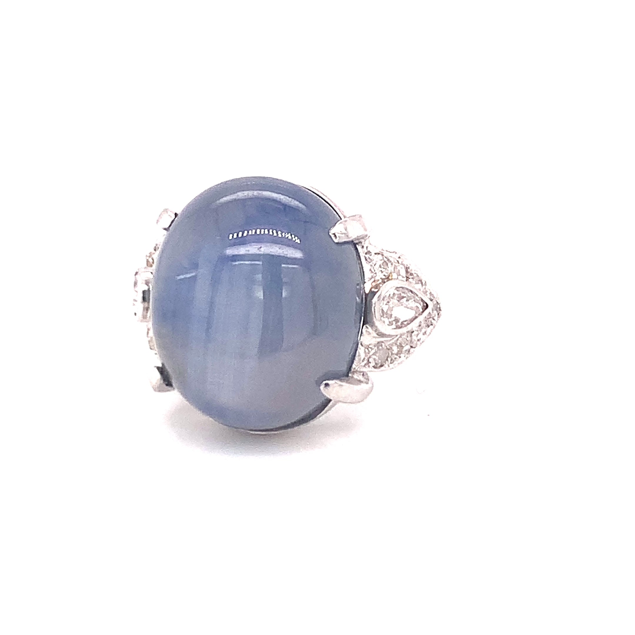 Art Deco Star Sapphire and Diamond Platinum Ring