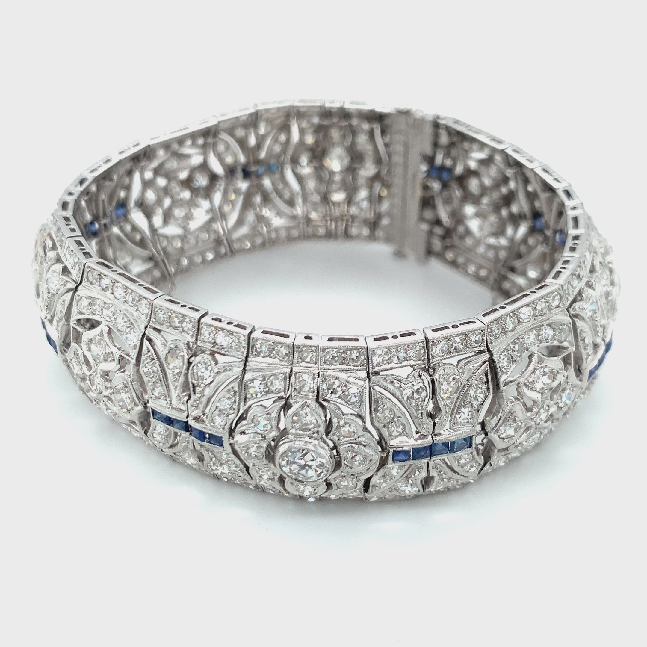 Art Deco Diamond and Sapphire Platinum Bracelet