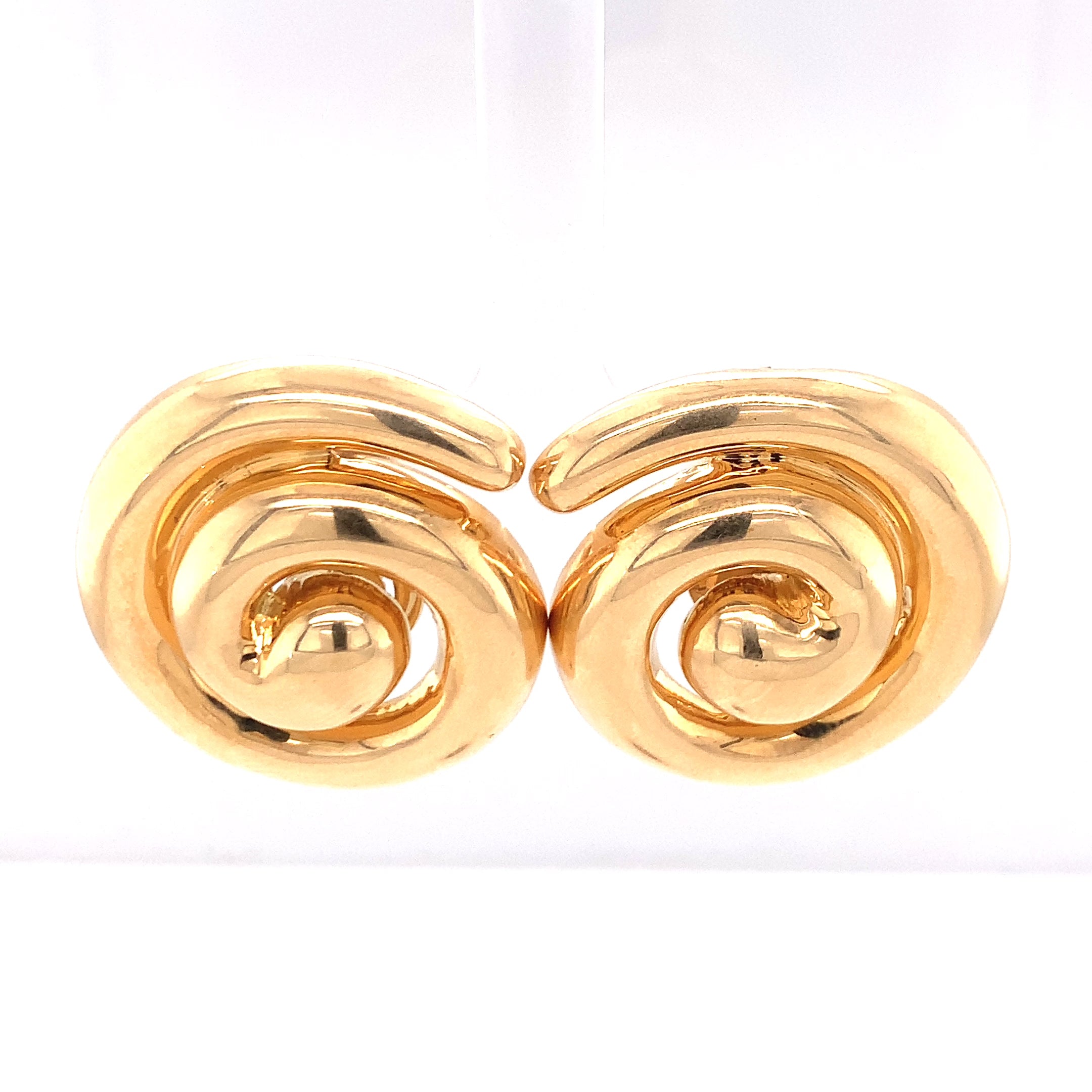 Swirl 18K Yellow Gold Earclips by Turi, circa 1970s