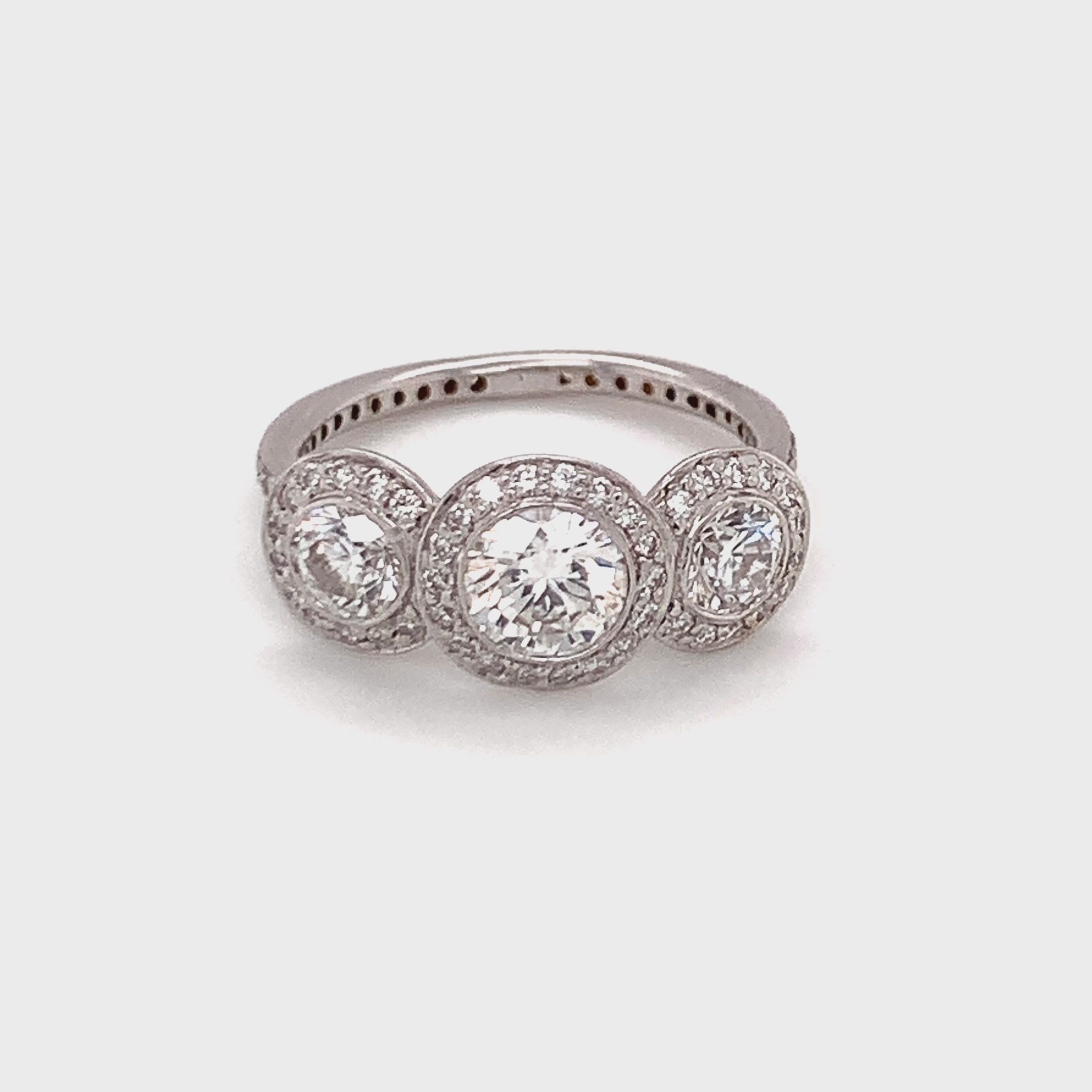 Three-Stone Diamond 18K White Gold Ring