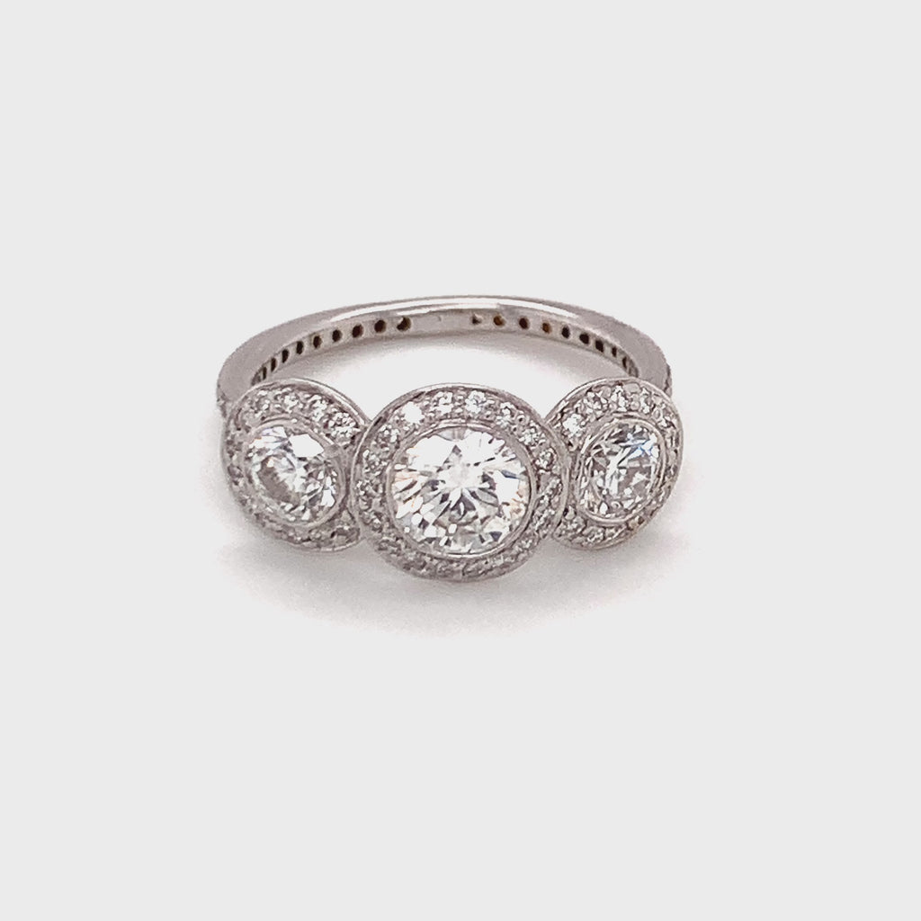 Three-Stone Diamond 18K White Gold Ring