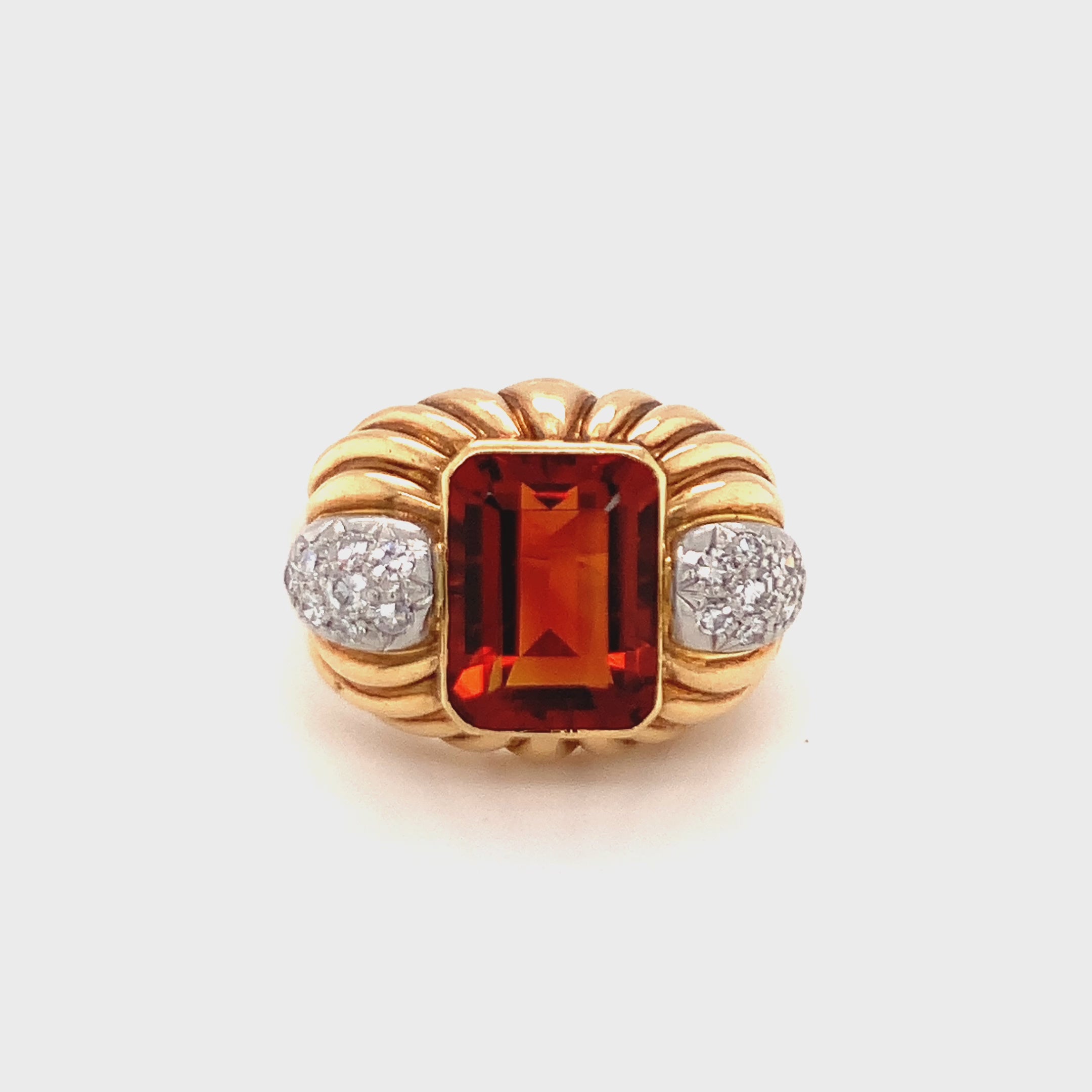 Madeira Citrine Ring in 18K Yellow Gold, circa 1940s