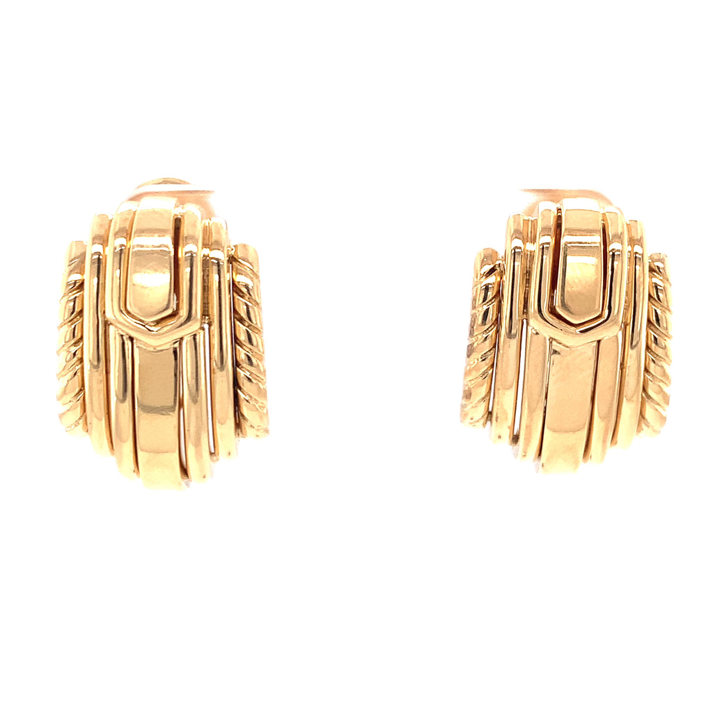 Fan Motif 18k Yellow Gold Earclips by David Webb, circa 1970s