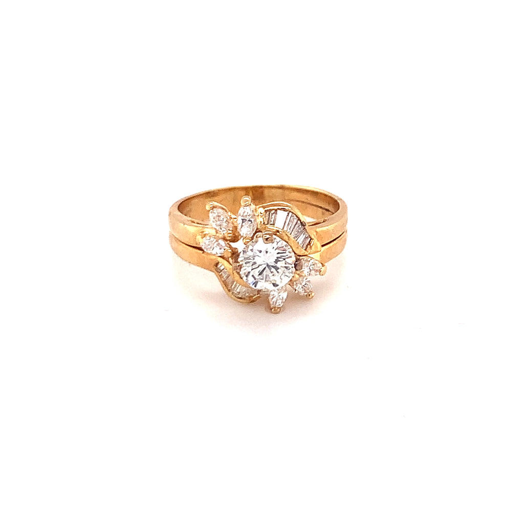 Diamond 18K Yellow Gold Cocktail Ring, circa 1980s