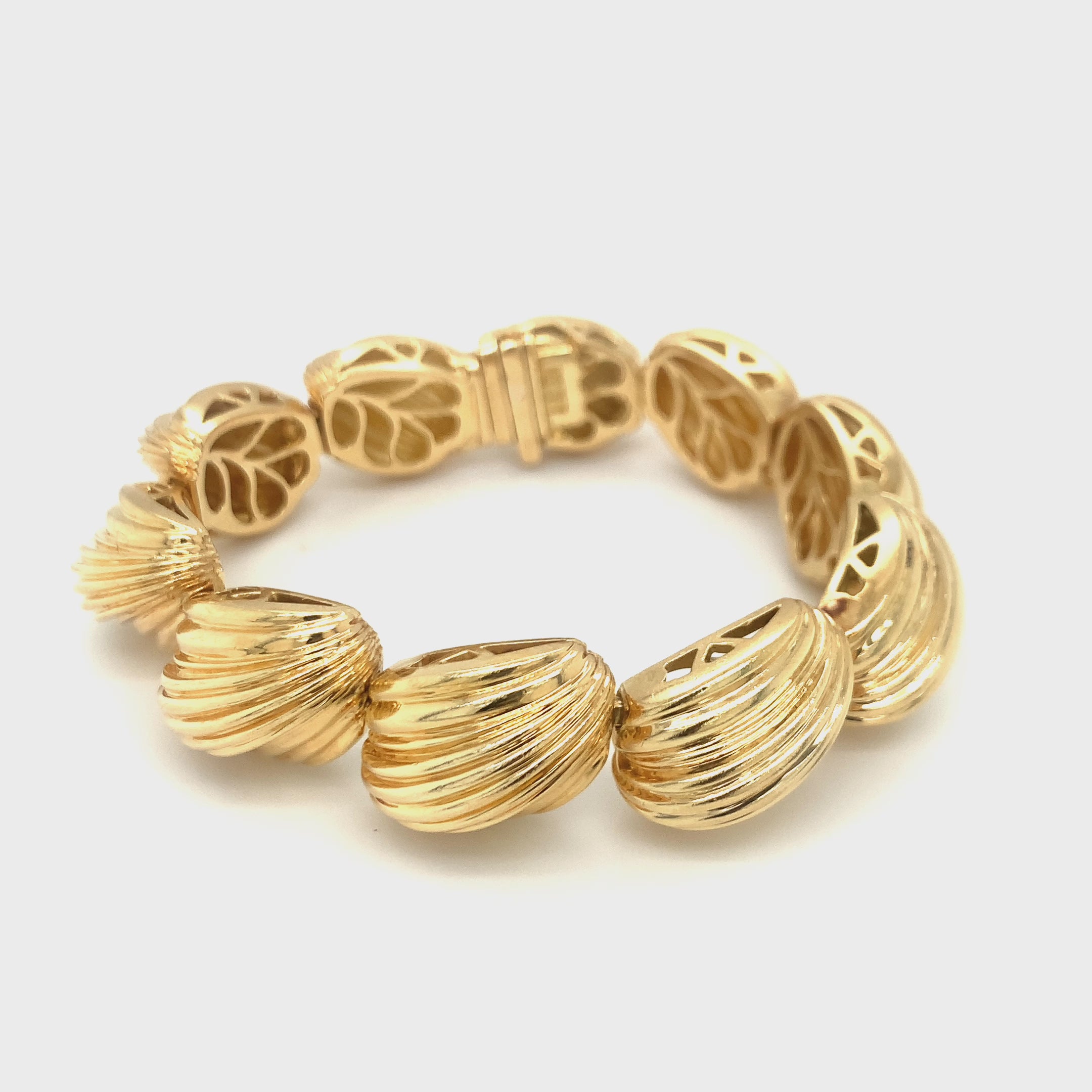 Shell Link 18K Yellow Gold Bracelet by Hammerman Brothers