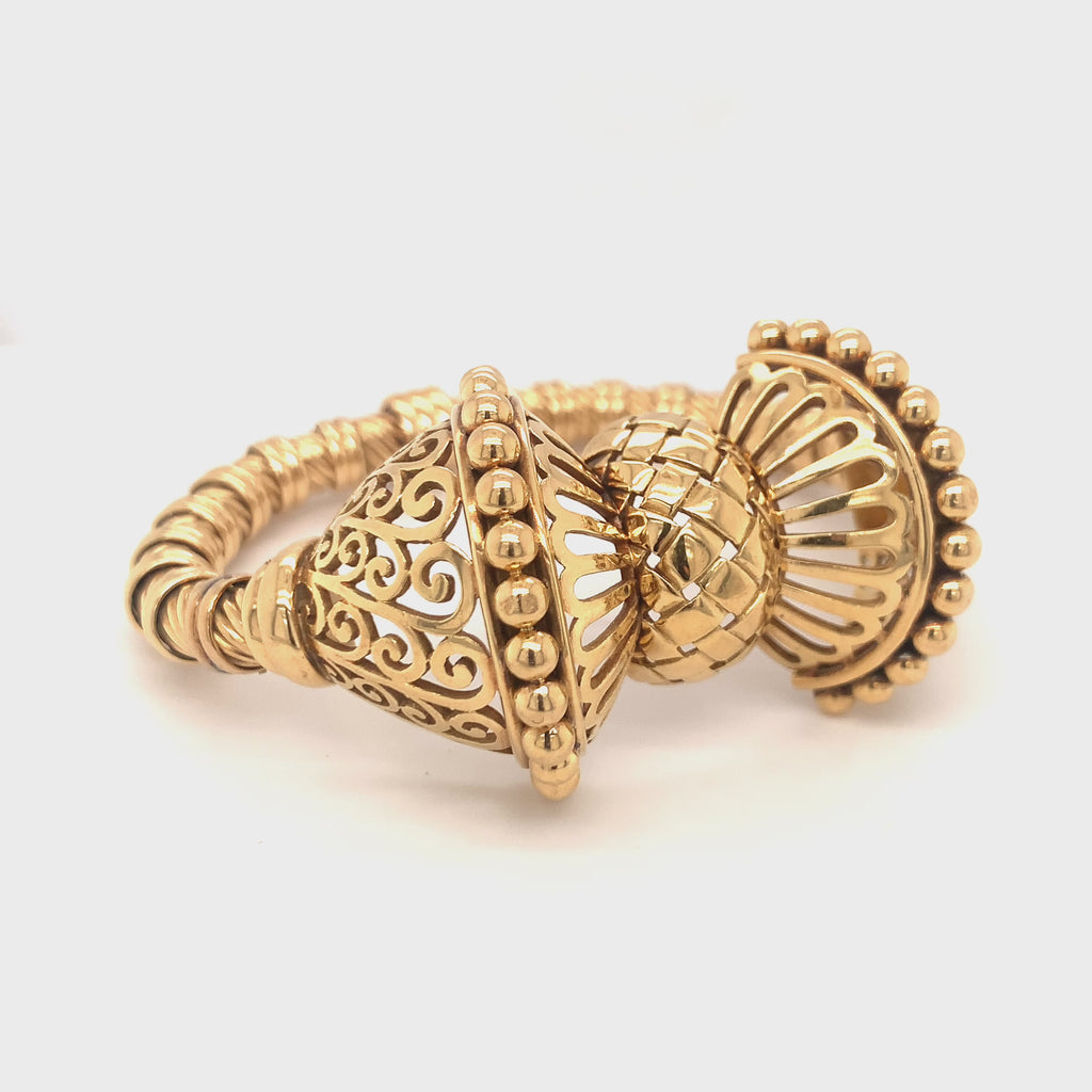 Retro Bow Motif 18K Yellow and Rose Gold Bracelet, circa 1940s