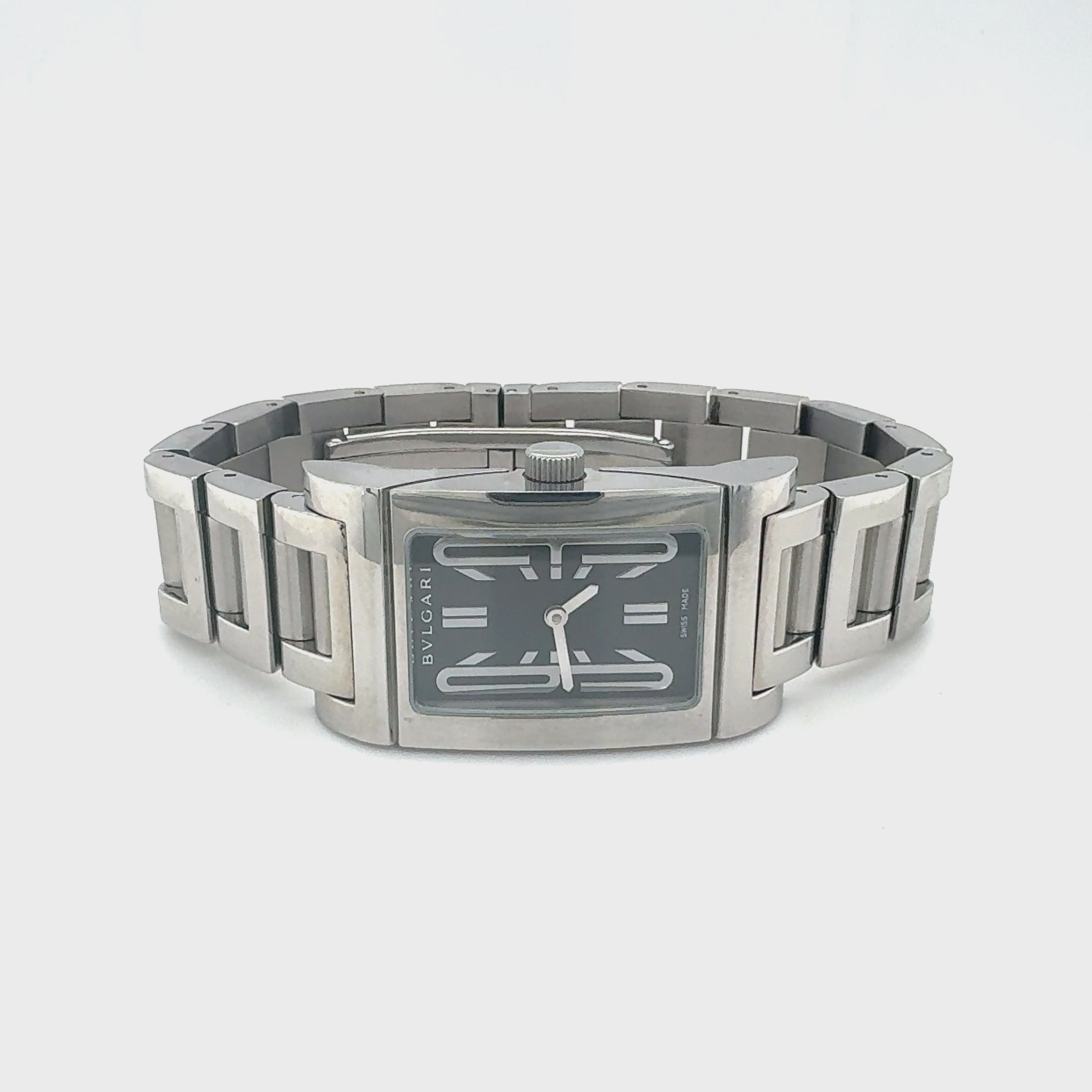 LADIES STAINLESS STEEL BULGARI RETTANGOLO WRISTWATCH