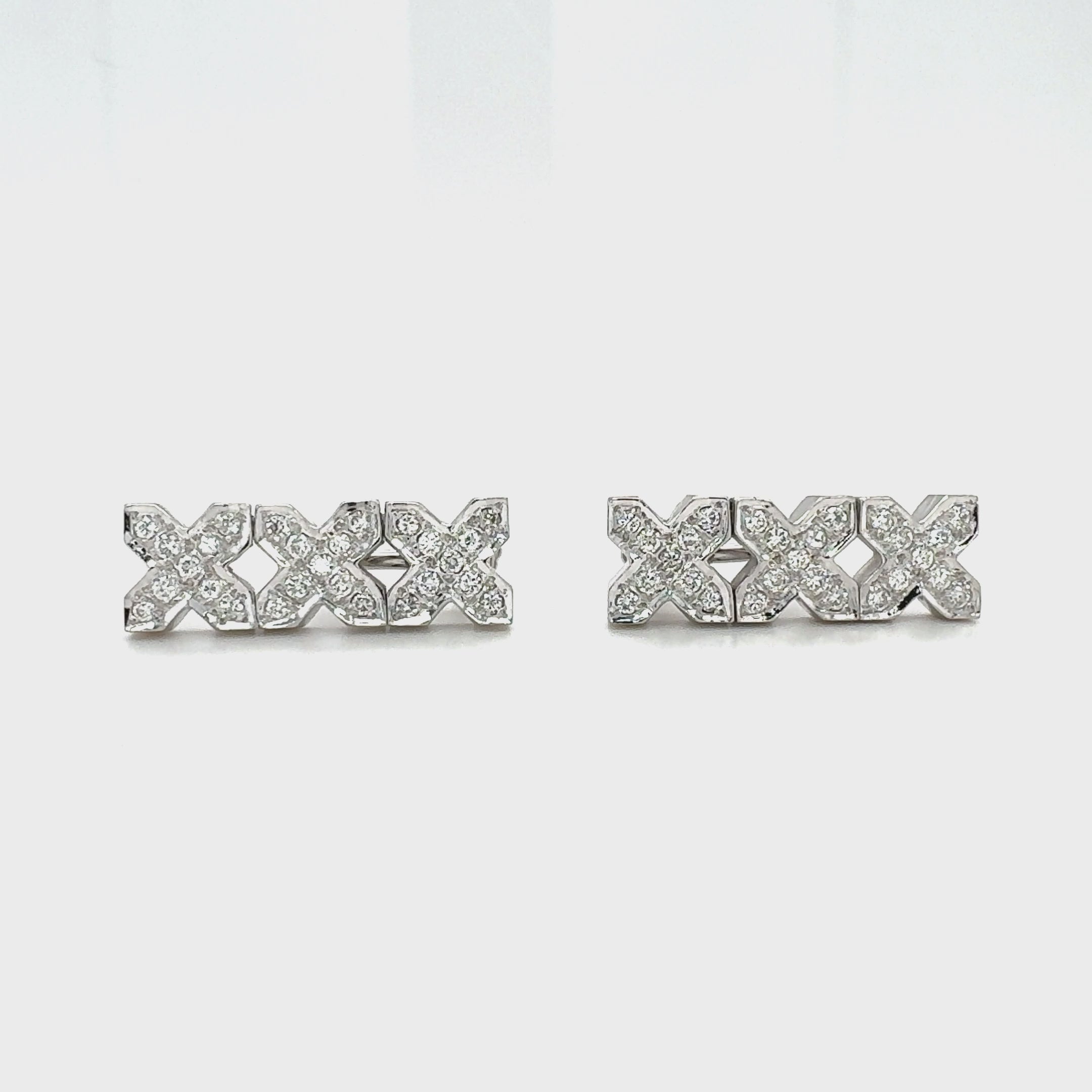14K White Gold Diamond Link Earrings